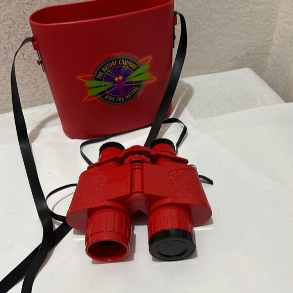 The Nature Company Red Binoculars Kids for Nature Science Birds & Case Italy G5 - Picture 3 of 5